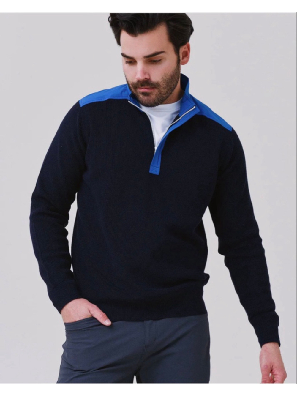 PETER MILLAR Crown Men's Cowes 1/4 Zip Merino Wool Sweater Golf Size Large